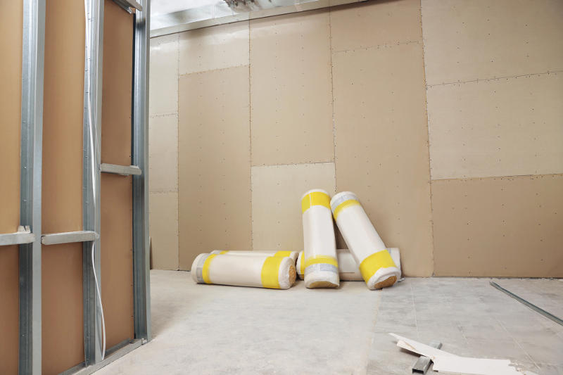Building and insulation materials used in an apartment renovation.